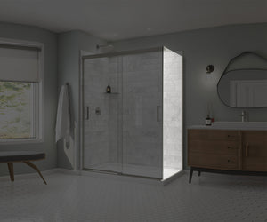 MAAX 136561-900-305-000 Incognito 76 Return Panel for 36 in. Base with Clear glass in Brushed Nickel