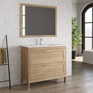 DAX Lakeside Engineered Wood and Porcelain Single Vanity with Onix Basin, 40", Oak DAX-LAKE014014-ONX