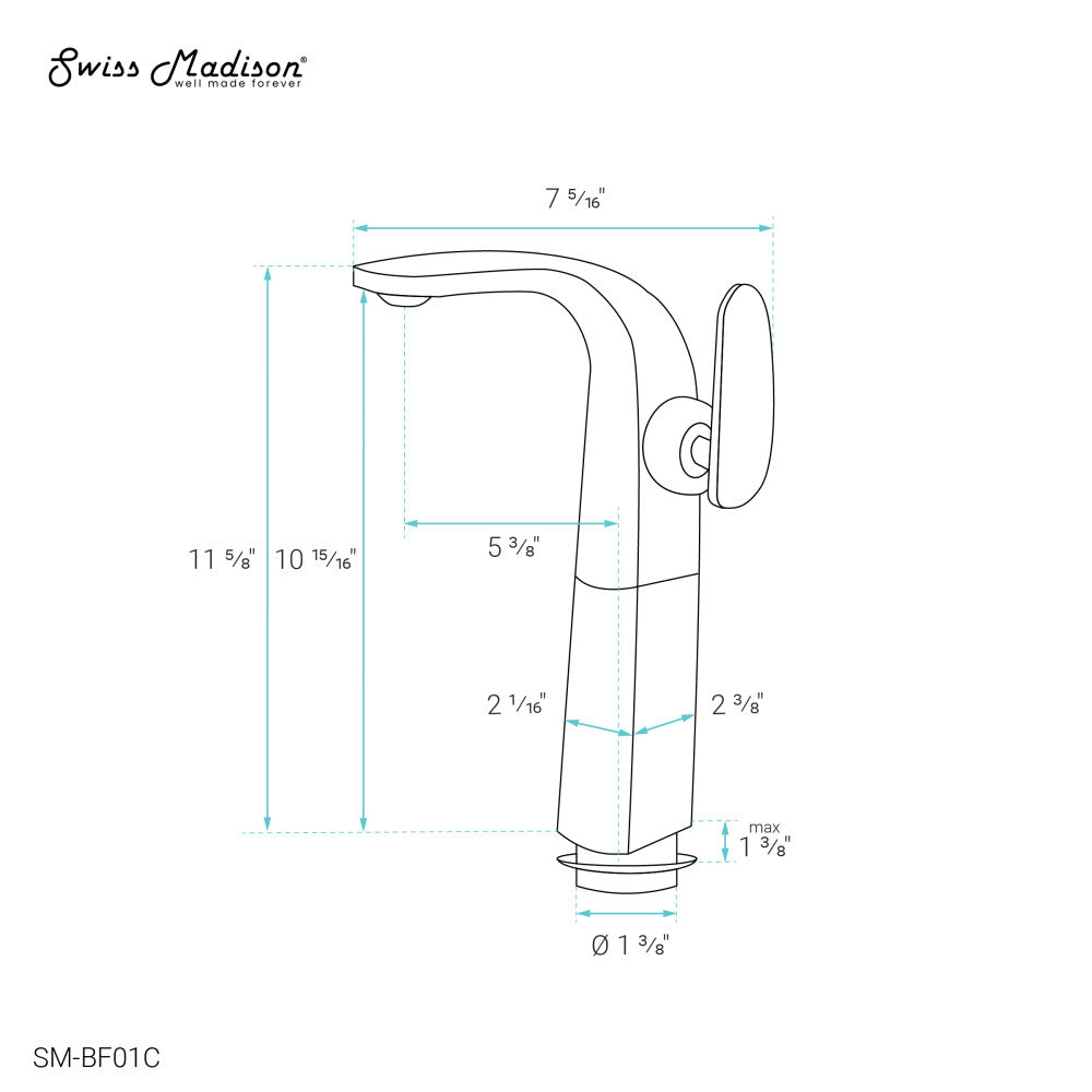 Chateau Single Hole, Single-Handle, Bathroom Faucet in Chrome