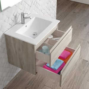 DAX Pasadena Engineered Wood and Porcelain Onix Basin with Single Vanity Cabinet, 24", Pine DAX-PAS012412-ONX