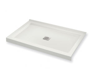 MAAX 420003-543-001-100 B3Square 4836 Acrylic Corner Right Shower Base in White with Anti-slip Bottom with Center Drain