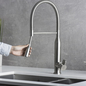 DAX Stainless Steel Single Handle Pull Down Kitchen Faucet, Brushed Stainless Steel DAX-S1095A