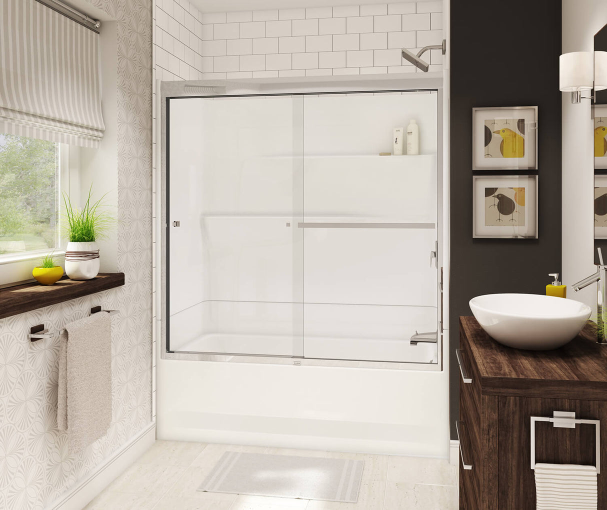 MAAX 105573-000-002-002 Gallery TS-6030 AcrylX Alcove Right-Hand Drain Two-Piece Tub Shower in White