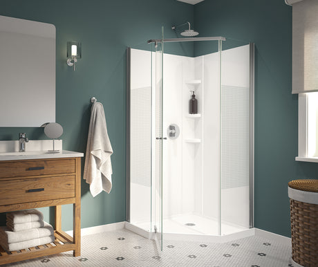 MAAX 300012-000-129-104 Begonia Carbon 36 x 36 Polystyrene Center Drain Shower Kit in White with Carbon glass  in Chrome