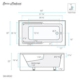 Voltaire 60" X 32" Right-Hand Drain Alcove Bathtub with Apron and Armrest