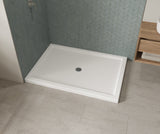 MAAX 410036-542-001-000 B3Round 6042 Acrylic Corner Left Shower Base in White with Anti-slip Bottom with Center Drain