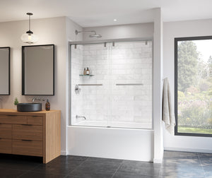 MAAX 135320-900-084-000 Uptown 56-59 x 58 in. 8 mm Bypass Tub Door for Alcove Installation with Clear glass in Chrome