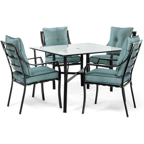 5pc Dining Set: 4 Stationary Chairs, 1 Square Dining Table PoshHaus