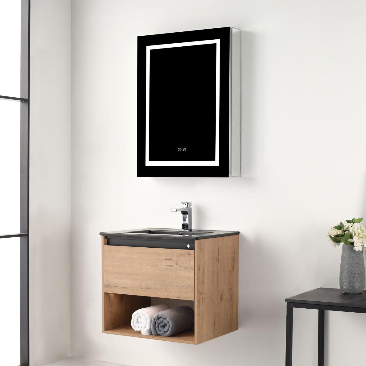 Blossom Bergen 24" Vanity with Dual LED Illumination - Adjustable Lighting and Soft-Closing Drawer