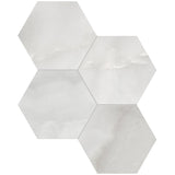 Anatolia Tile 6" Hexagon La Marca Onyx Honed & Rectified Porcelain Mosaic - 1 Sheet = .797 - 4501-0336-0" Onyx Nuvolato 6" Hexagon Honed - premium natural stone mosaic tile from Anatolia Tile, available at PoshHaus showroom in Keene, NH