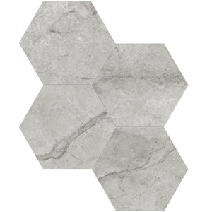 Anatolia Tile 6" Hexagon La Marca Paradiso Polished & Rectified Porcelain Mosaic - 1 Sheet = .797 - 4501-0326-0" Paradiso Argento 6" Hexagon Polished - premium natural stone mosaic tile from Anatolia Tile, available at PoshHaus showroom in Keene, NH