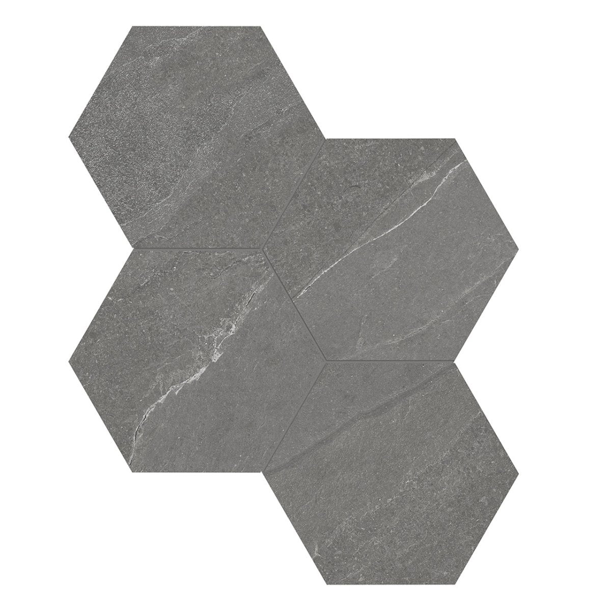 Anatolia Tile 6" Hex Nord Chromium 4501-0389-1 - 1 Sheet = .797 Sf" Chromium 6" Hexagon - premium natural stone mosaic tile from Anatolia Tile, available at PoshHaus showroom in Keene, NH