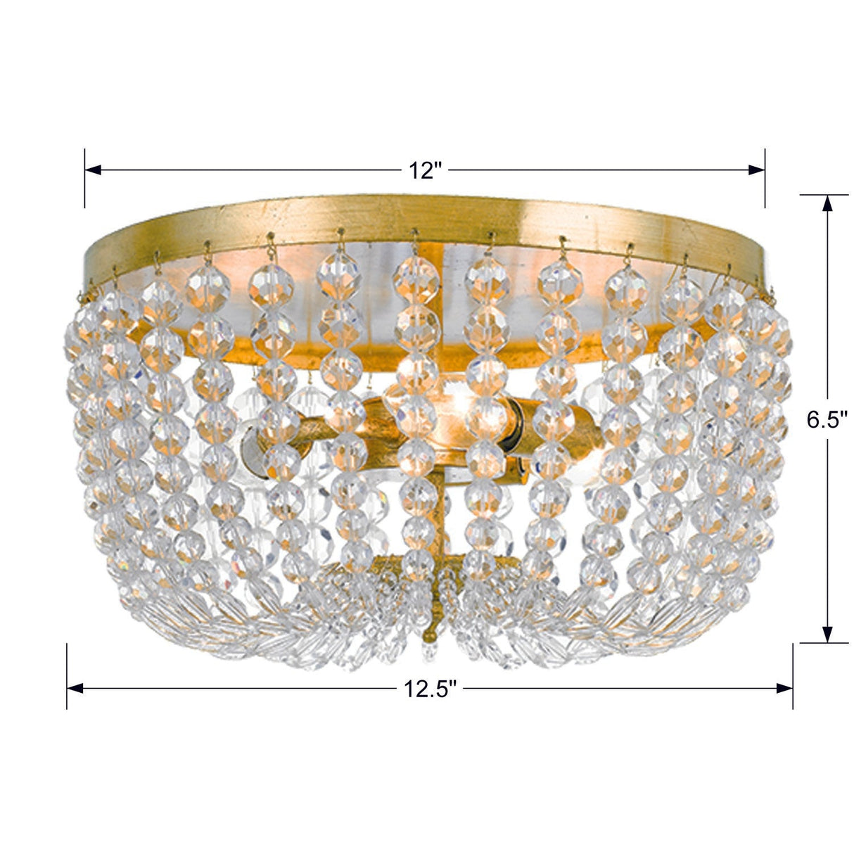 Rylee 3 Light Antique Gold Flush Mount 600-GA