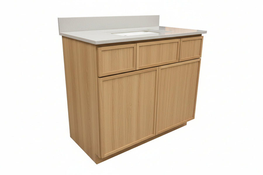 36” Oslo Oak Bathroom Vanity W/ Quartz Top