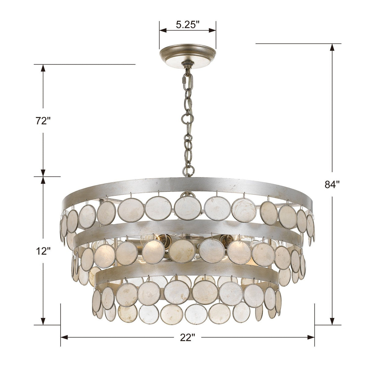 Coco 6 Light Antique Silver Chandelier 6006-SA