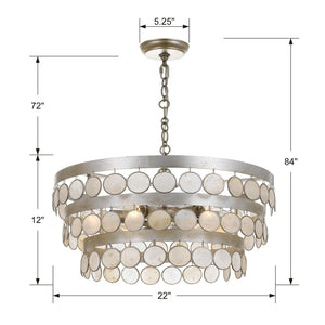 Coco 6 Light Antique Silver Chandelier 6006-SA