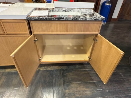 36” Oslo Oak w/ Black Forest Granite Top & Icera Undermount Porcelain Bowl