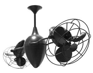 Matthews Fan AR-BK-MTL Ar Ruthiane 360° dual headed rotational ceiling fan in Matte Black finish with metal blades.