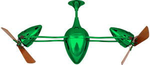 Matthews Fan AR-GREEN-WD Ar Ruthiane 360° dual headed rotational ceiling fan in Esmeralda (Green) finish with solid sustainable mahogany wood blades.