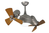 Matthews Fan DGLK-BN-WD Dagny 360° double-headed rotational ceiling fan with light kit in Brushed Nickel finish with solid mahogany tone wood blades.