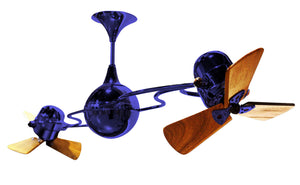 Matthews Fan IV-BLUE-WD Italo Ventania 360° dual headed rotational ceiling fan in Safira (Blue) finish with solid sustainable mahogany wood blades.