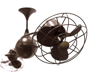 Matthews Fan IV-BZZT-MTL Italo Ventania 360° dual headed rotational ceiling fan in bronzette finish with metal blades.