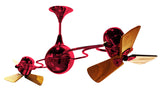 Matthews Fan IV-RED-WD Italo Ventania 360° dual headed rotational ceiling fan in  Rubi (Red) finish with solid sustainable mahogany wood blades.