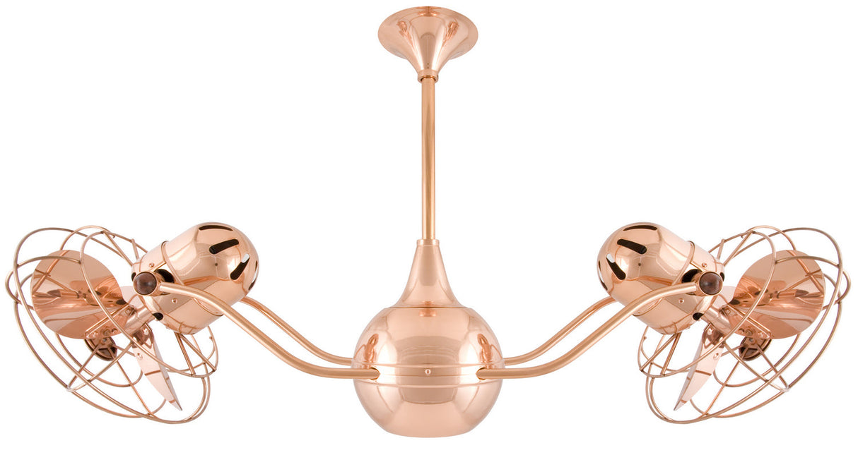 Matthews Fan VB-CP-MTL Vent-Bettina 360° dual headed rotational ceiling fan in polished copper finish with metal blades.