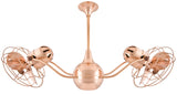 Matthews Fan VB-CP-MTL Vent-Bettina 360° dual headed rotational ceiling fan in polished copper finish with metal blades.