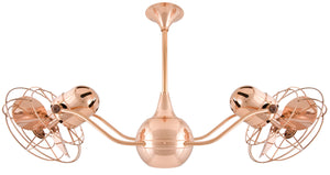 Matthews Fan VB-CP-MTL Vent-Bettina 360° dual headed rotational ceiling fan in polished copper finish with metal blades.