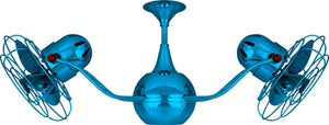Matthews Fan VB-LTBLUE-MTL Vent-Bettina 360° dual headed rotational ceiling fan in Agua Marinha (Light Blue) finish with metal blades.