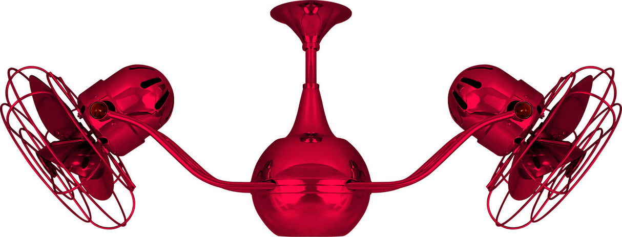 Matthews Fan VB-RED-MTL Vent-Bettina 360° dual headed rotational ceiling fan in Rubi (Red) finish with metal blades.