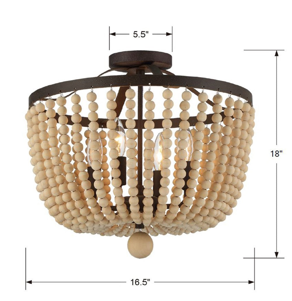 Rylee 4 Light Antique Gold Semi Flush Mount 604-GA_CEILING