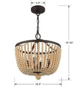 Rylee 4 Light Antique Gold Mini Chandelier 604-GA