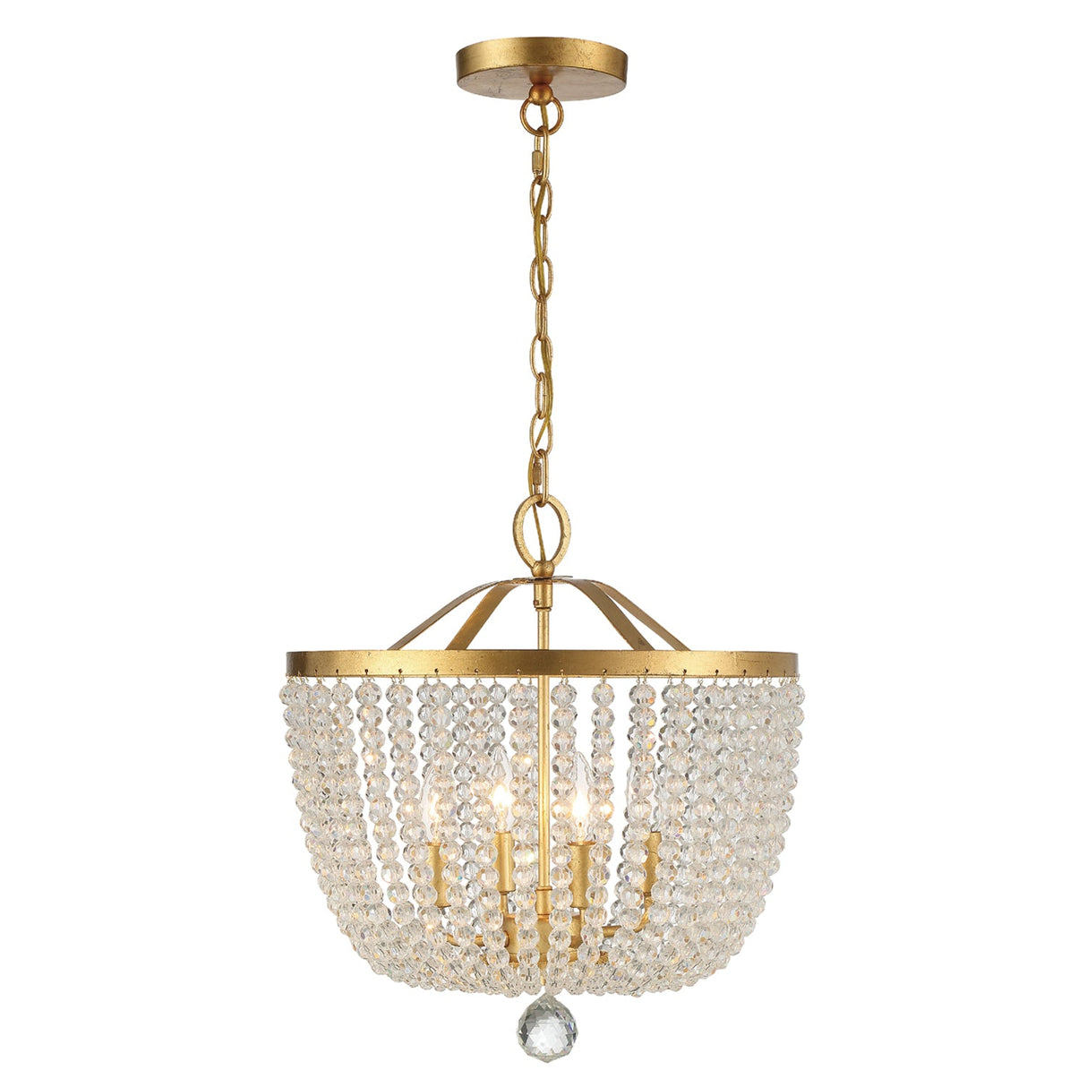 Rylee 4 Light Antique Gold Mini Chandelier 604-GA