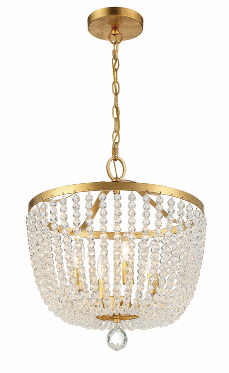 Rylee 4 Light Antique Gold Mini Chandelier 604-GA