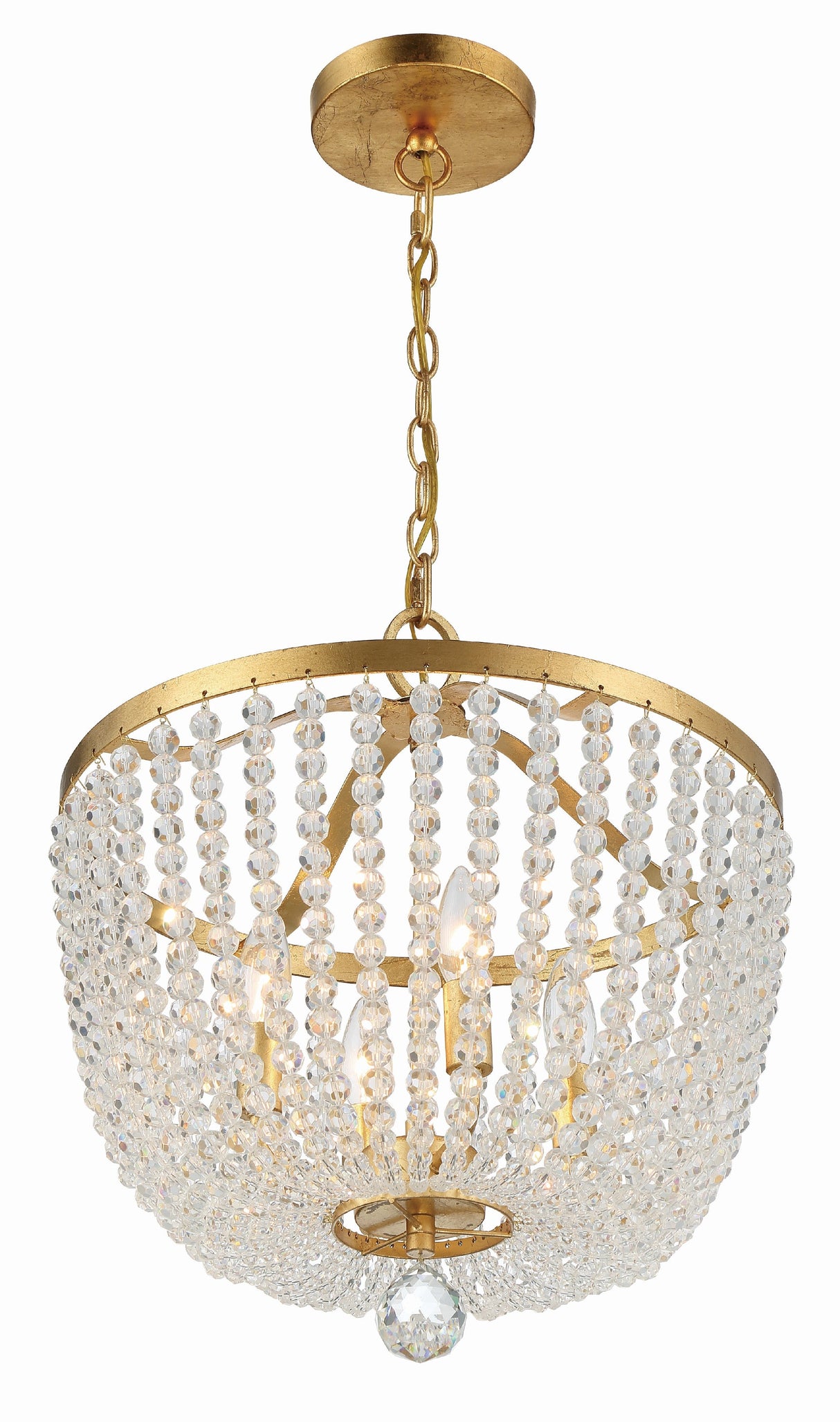 Rylee 4 Light Antique Gold Mini Chandelier 604-GA