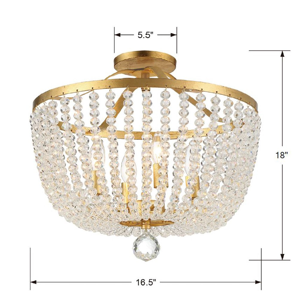 Rylee 4 Light Antique Gold Semi Flush Mount 604-GA_CEILING