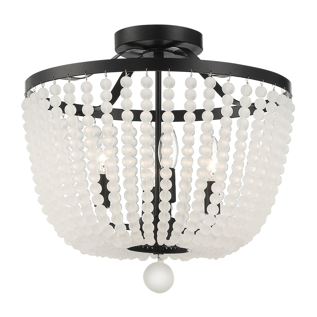 Rylee 4 Light Matte Black Frosted Beads Semi Flush Mount 604-MK-FR_CEILING