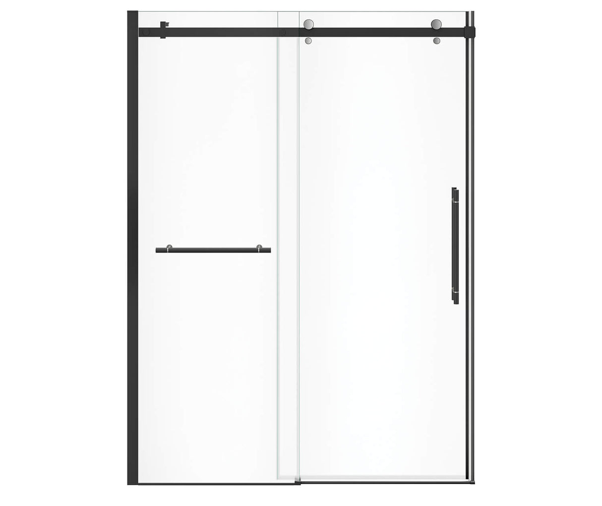 MAAX 138475-900-360-000 Vela 56 ½-59 x 78 ¾ in. 8mm Sliding Shower Door with Towel Bar for Alcove Installation with Clear glass in Matte Black and Chrome