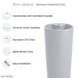 Monaco Circular Basin Pedestal Sink Matte Grey