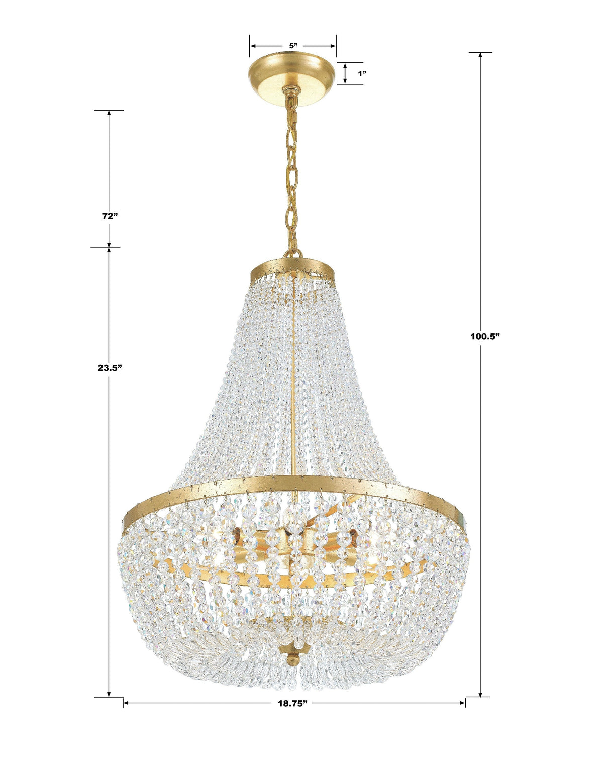 Rylee 6 Light Antique Gold Chandelier 608-GA