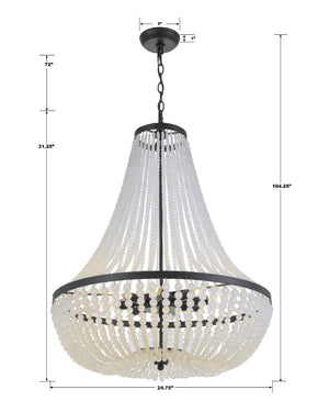 Rylee 8 Light Antique Gold Chandelier 609-GA