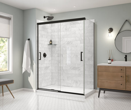 MAAX 136560-900-340-000 Incognito 76 Return Panel for 32 in. Base with Clear glass in Matte Black