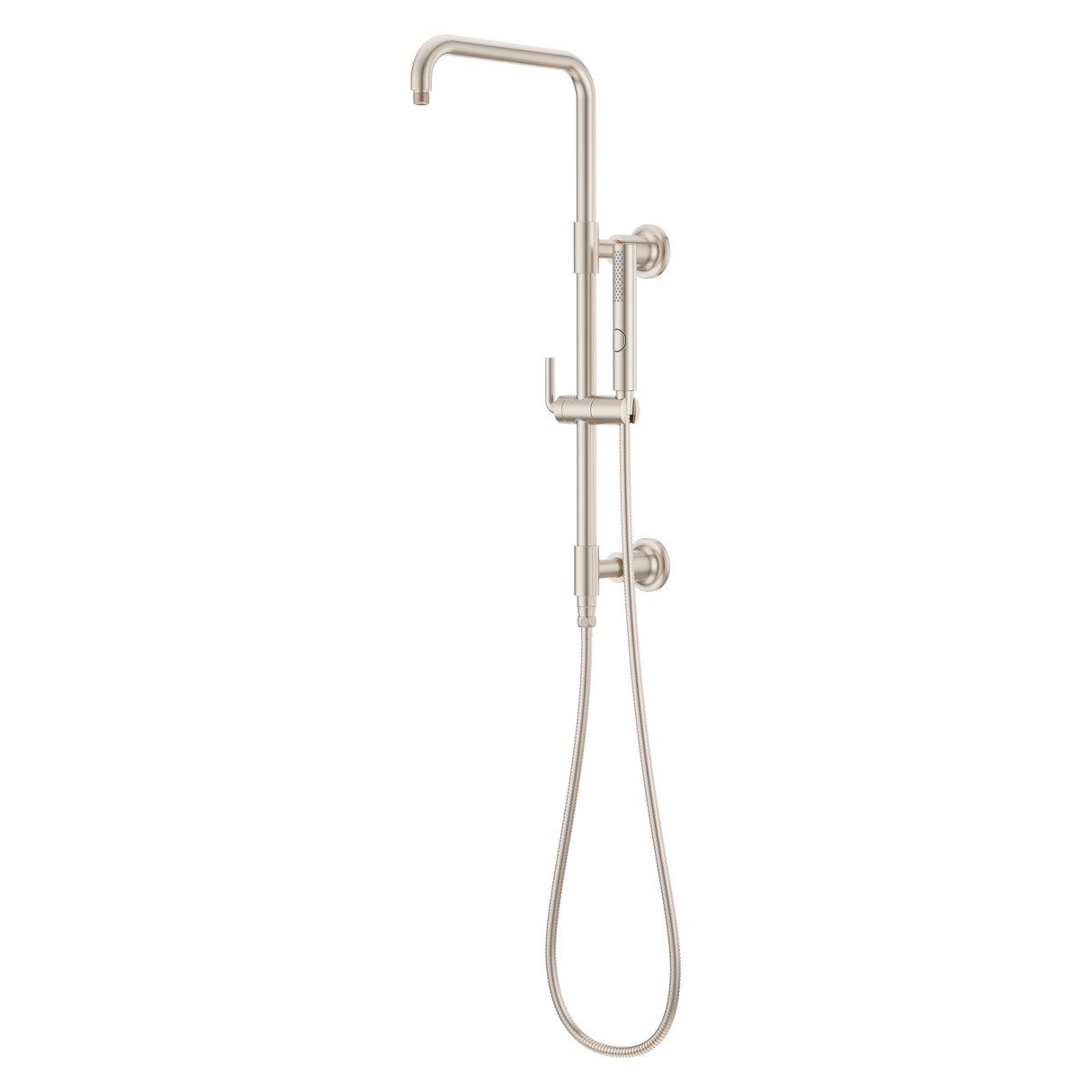 Modern Round 28 in. Shower Column with 60 in. Hose and Handheld Shower in Brushed Nickel