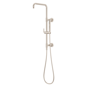 Modern Round 28 in. Shower Column with 60 in. Hose and Handheld Shower in Brushed Nickel