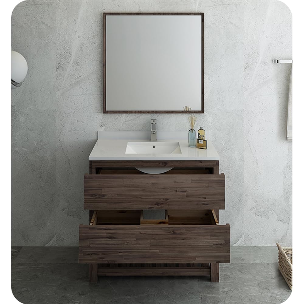 Fresca FVN3136ACA-FS Fresca Formosa 36" Floor Standing Modern Bathroom Vanity w/ Open Bottom & Mirror