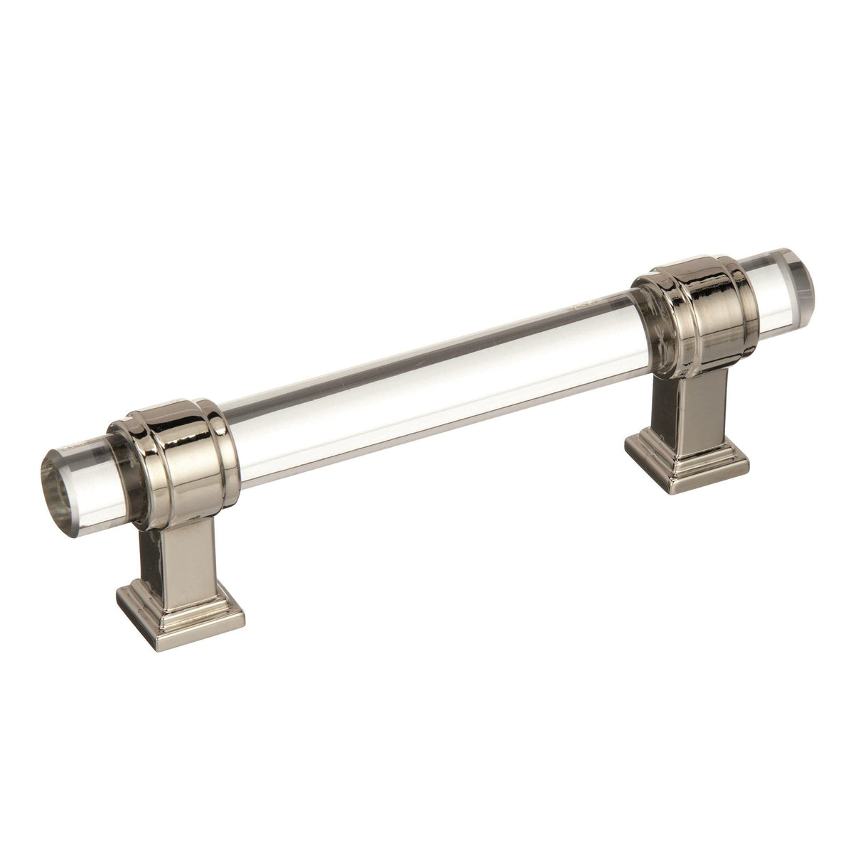 Amerock Cabinet Pull Clear/Polished Nickel 3-3/4 inch (96 mm) Center to Center Glacio 1 Pack Drawer Pull Drawer Handle Cabinet Hardware