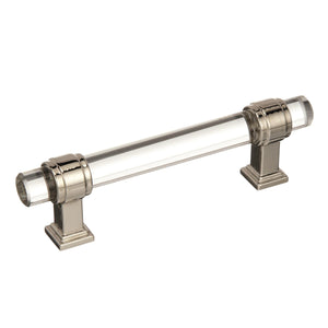Amerock Cabinet Pull Clear/Polished Nickel 3-3/4 inch (96 mm) Center to Center Glacio 1 Pack Drawer Pull Drawer Handle Cabinet Hardware