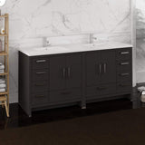 Fresca FCB9472WH-I Fresca Imperia 72" Glossy White Free Standing Double Sink Modern Bathroom Cabinet w/ Integrated Sink